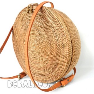 circle bagpack large straw rattan ata handmade